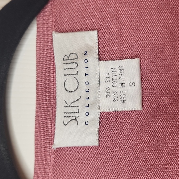 Silk Club Collection Women's Silk Pink Crystal Embellished Cardigan Size S - Picture 2 of 5